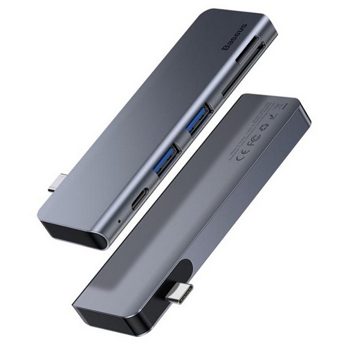 Адаптер Baseus Harmonica 5 in 1 HUB Adapter Type-C - 2 x USB 3.0, SD, TF, PD (CAHUB-K0G)
