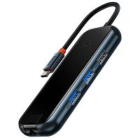 Адаптер-Хаб Baseus ACMEJOY 5-Port Type-C Hub Adapter (Type-C to USB 3.0*2+USB 2.0*1+Type-C PD&Data*1+RJ45*1) WKJZ010113 