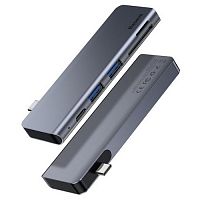 Адаптер Baseus Harmonica 5 in 1 HUB Adapter Type-C - 2 x USB 3.0, SD, TF, PD (CAHUB-K0G) 