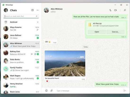Вышел официальный клиент WhatsApp для Windows