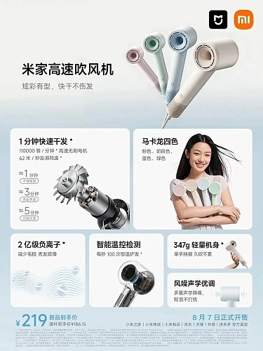 Xiaomi выпустила мощный фен с мотором 110 000 об/мин 